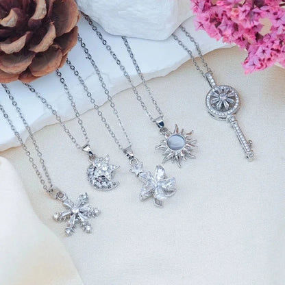 Sweet Minimalist Sun Heart Shape 304 Stainless Steel Copper Pendant Necklace Cable Chain