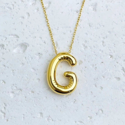 Fashion Balloon Letter Necklace Titanium Steel 26 English Letter Necklace 3D Three-Dimensional Gold Plating Non-Fading