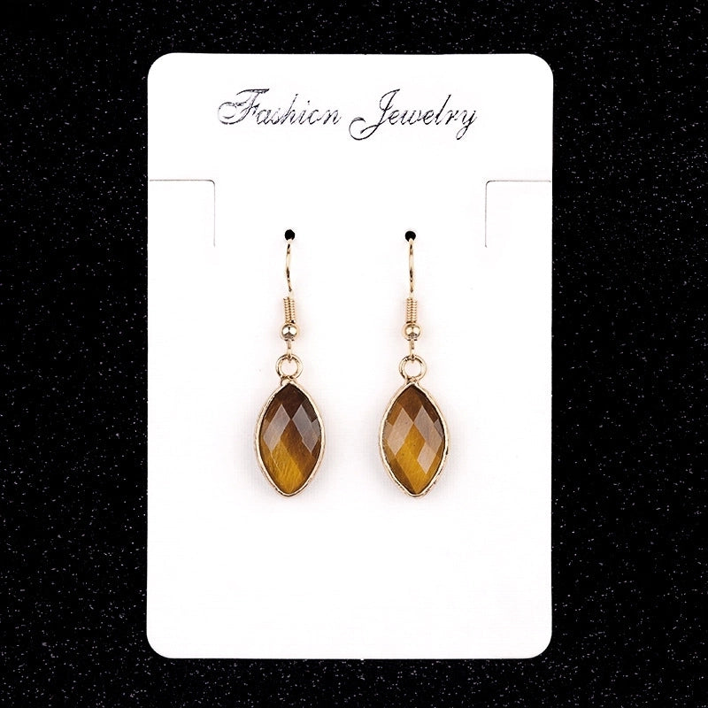 1 Pair Vintage Style Classic Style Geometric Polishing Artificial Crystal Semi-precious Stone Tiger Eye Drop Earrings