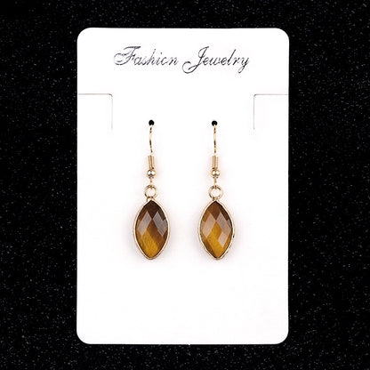 1 Pair Vintage Style Classic Style Geometric Polishing Artificial Crystal Semi-precious Stone Tiger Eye Drop Earrings