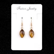 1 Pair Vintage Style Classic Style Geometric Polishing Artificial Crystal Semi-precious Stone Tiger Eye Drop Earrings