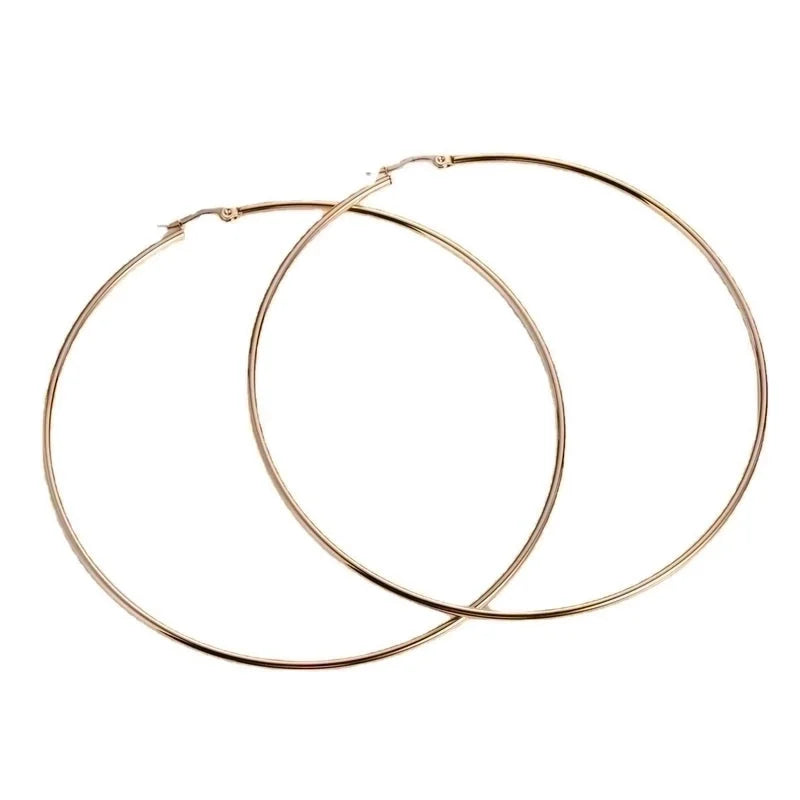 1 Pair Exaggerated Round Plating 304 Stainless Steel 18K Gold Plated Hoop Earrings