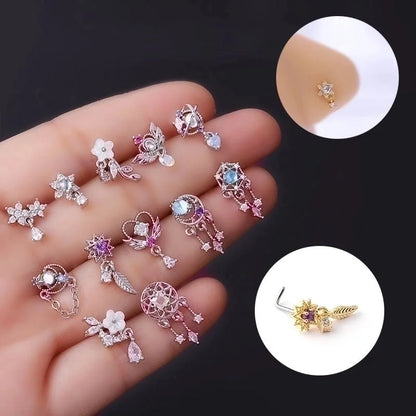Nose Rings & Studs Fashion Flower 316L Stainless Steel Copper Plating