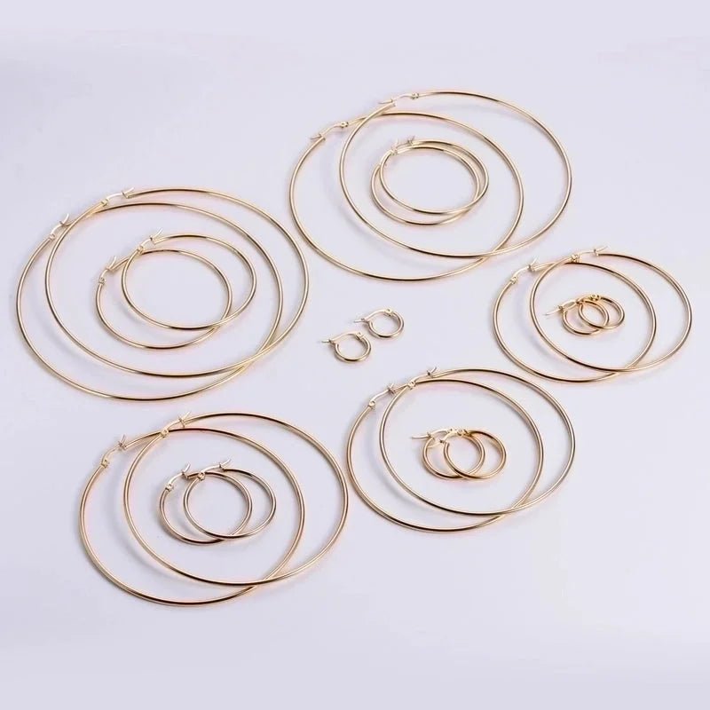 1 Pair Exaggerated Round Plating 304 Stainless Steel 18K Gold Plated Hoop Earrings