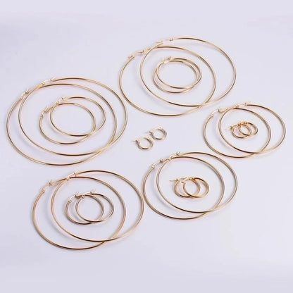 1 Pair Exaggerated Round Plating 304 Stainless Steel 18K Gold Plated Hoop Earrings