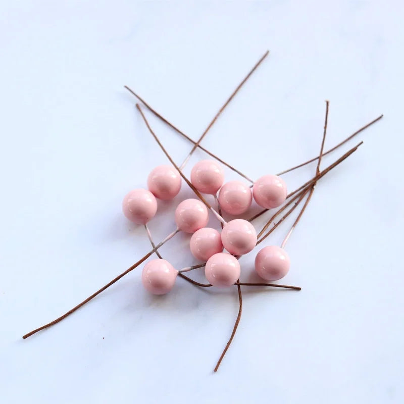 400 Pieces 10mm Simulation Berry Candy Box Accessories Christmas Gift DIY Simulation Blossom Cherry Beads Small Fruit Berries