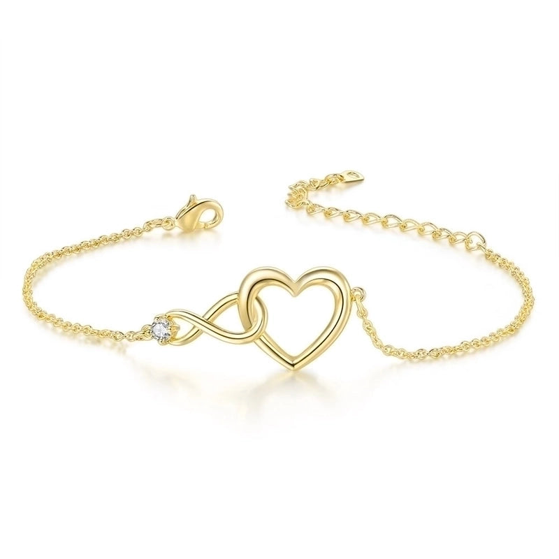 Sweet Minimalist Infinity Heart Shape Copper Inlay Zircon Bracelets Necklace