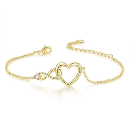 Sweet Minimalist Infinity Heart Shape Copper Inlay Zircon Bracelets Necklace