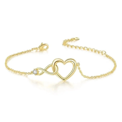 Sweet Minimalist Infinity Heart Shape Copper Inlay Zircon Bracelets Necklace