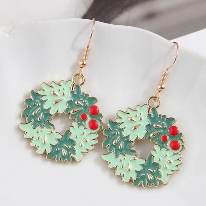 1 Pair Minimalist Christmas Tree Enamel Alloy Drop Earrings