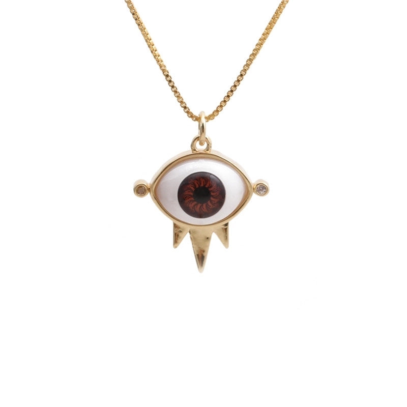 Dripping Evil Eye Copper Zircon Pendant Necklace