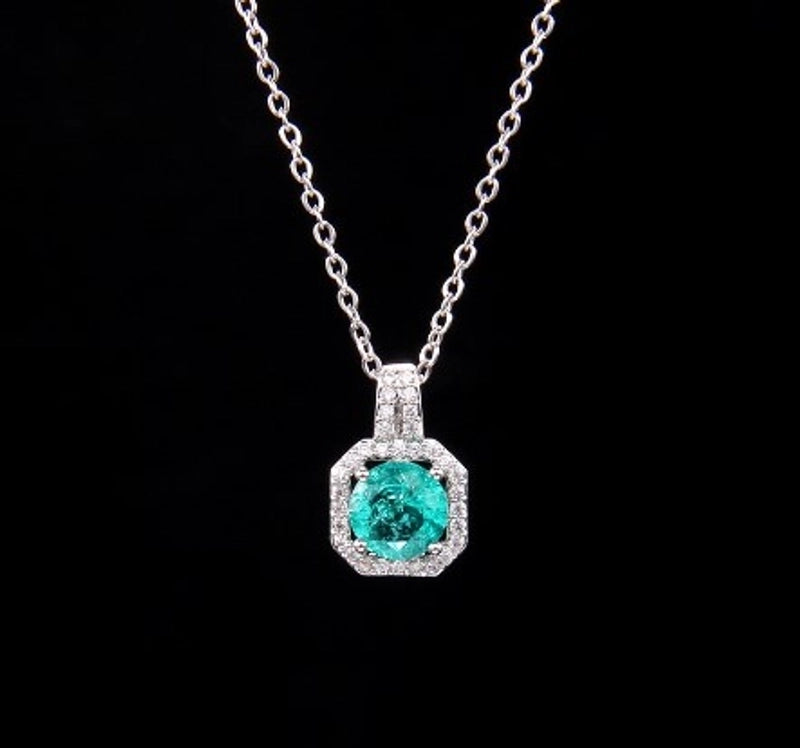 Ig Style Polygon Copper Inlay Zircon Pendant Necklace