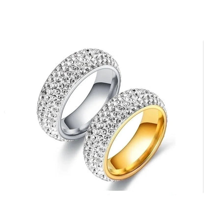 Minimalist U Shape Titanium Steel Zircon 18K Gold Plated Inlay Rings