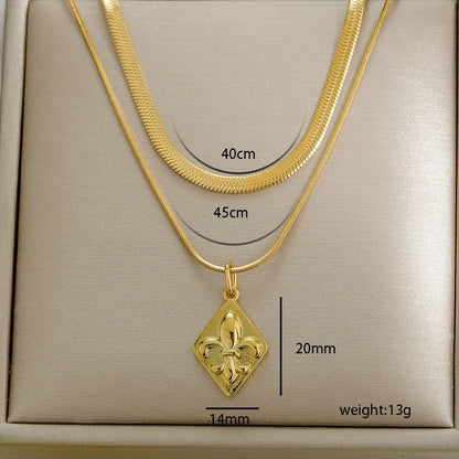 Modern Style Classic Style Letter Heart Shape Flower 304 Stainless Steel Plating Double Layer Necklaces Pendant Necklace