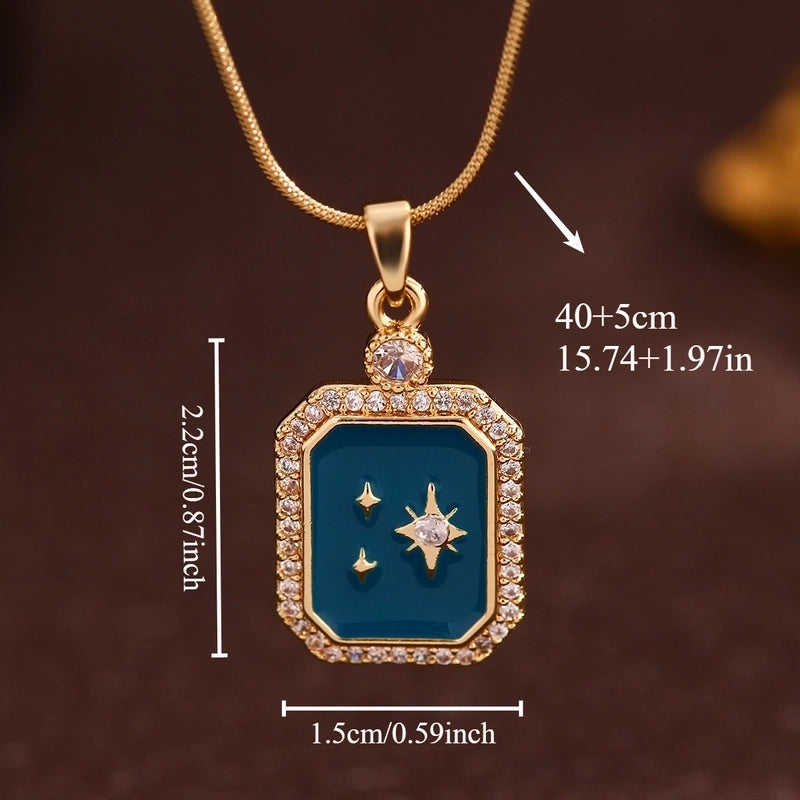 Vintage Style Minimalist Sun Moon Titanium Steel Copper Plating Pendant Necklace