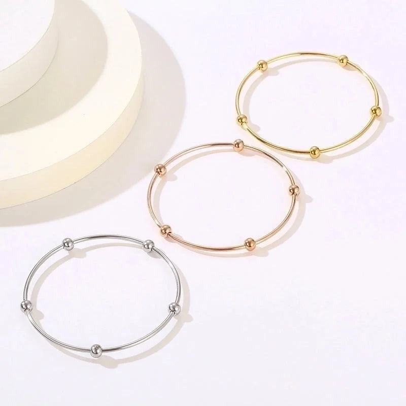 Minimalist Streetwear Solid Color Stainless Steel 18K Gold Plated Bangle In Bulk