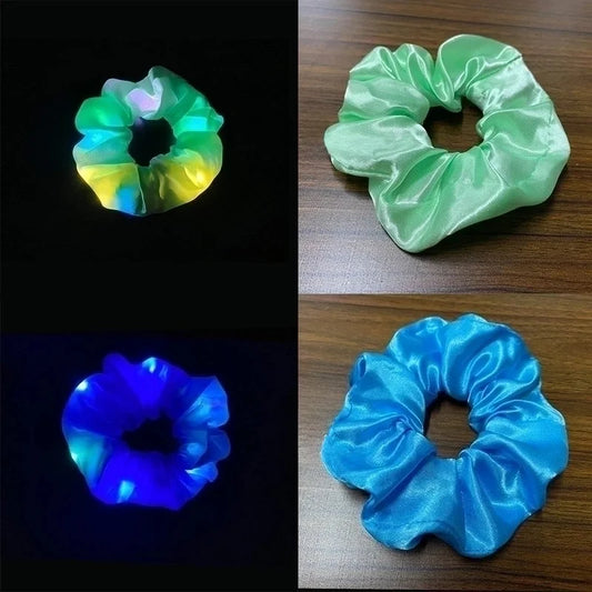 Halloween Novelty Women'S Solid Color Artificial Crystal Luminous Hair Tie