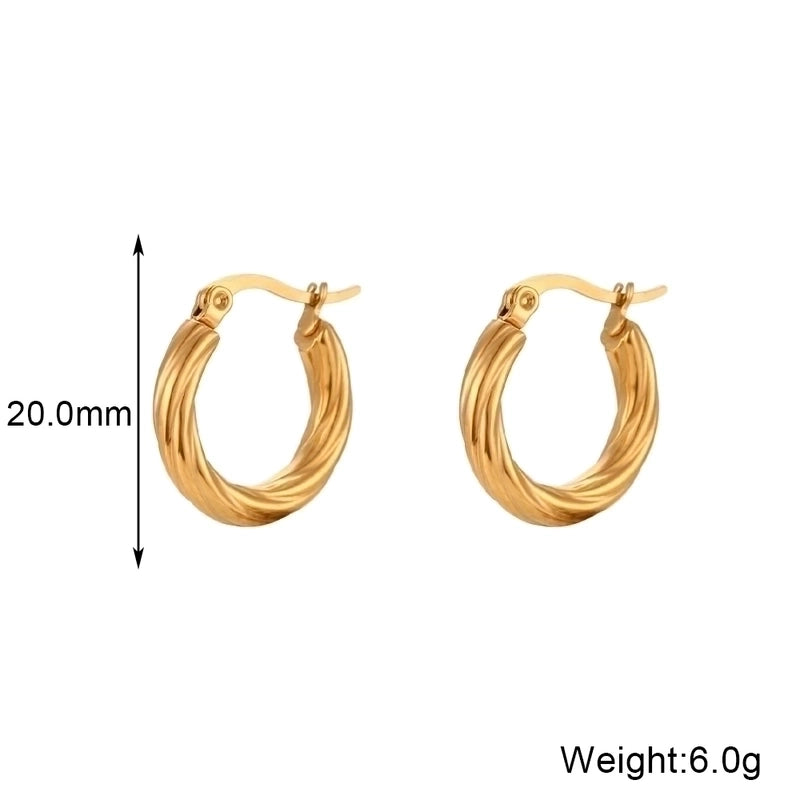 1 Pair Vintage Style Minimalist Round Plating 304 Stainless Steel 18K Gold Plated Hoop Earrings