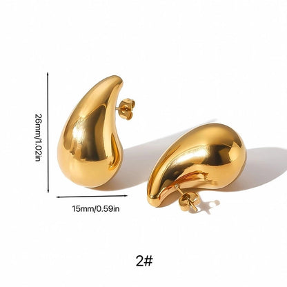 1 Pair Minimalist Classic Style Water Droplets Plating 316L Stainless Steel 18K Gold Plated Ear Studs