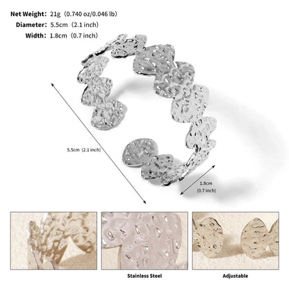 Modern Style Geometric Plant 304 Stainless Steel 18K Gold Plated Bangle In Bulk