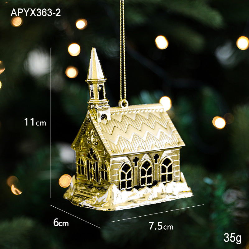 Christmas Gold Christmas Tree Ornaments Snowflake Crystal Shoes Reindeer Pendants Electroplated Accessories Pendants