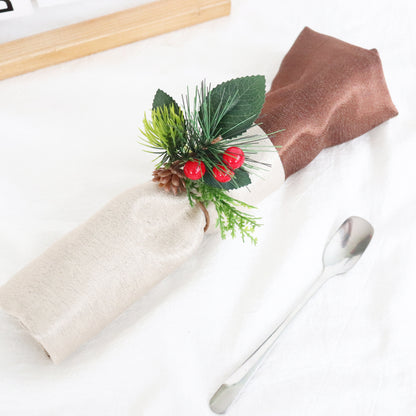 2 Pieces Can Be Matched With Christmas Decoration Pine Needle Napkin Rings For Hotel And Home Use Napkin Holders