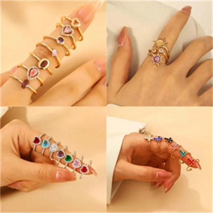 Copper Gold Plated Silver Plated Inlay Geometric Cross Zircon Open Rings