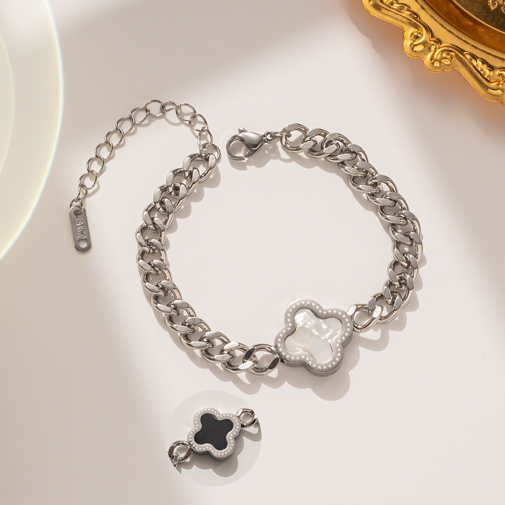 Women Clover Geometric Titanium Steel 18K Gold Plated Bracelets