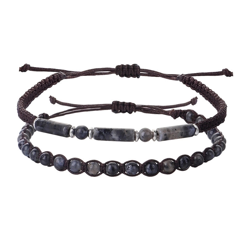 Retro Round Stone Rope Bracelets