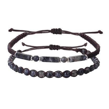 Retro Round Stone Rope Bracelets