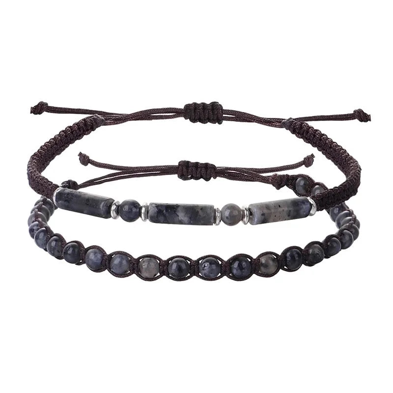 Retro Round Stone Rope Bracelets