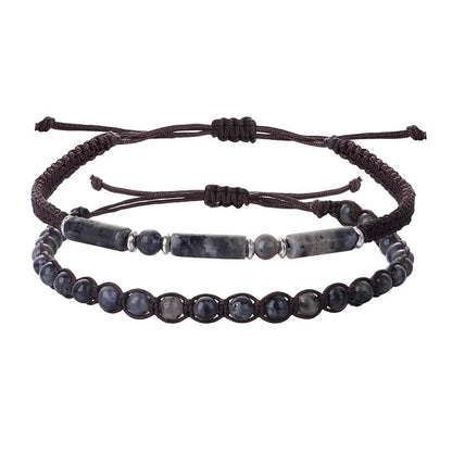 Retro Round Stone Rope Bracelets