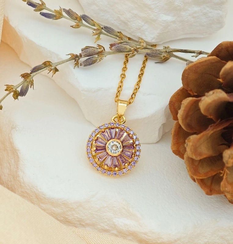 Sweet Minimalist Sun Heart Shape 304 Stainless Steel Copper Pendant Necklace Cable Chain