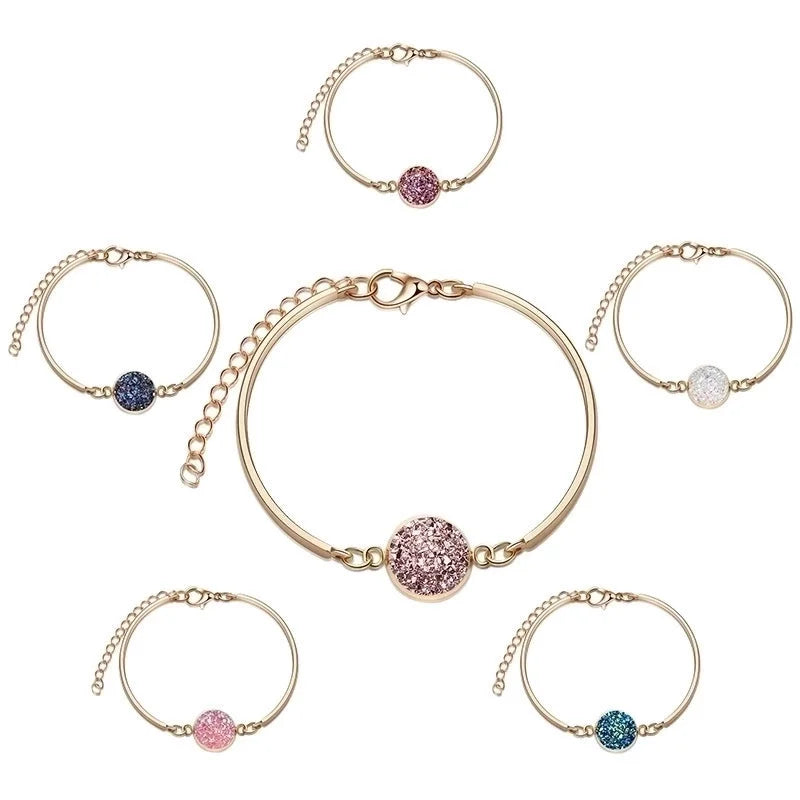 Fashion Hot-selling Alloy Silver Round Crystal Love Natural Stone Bracelet