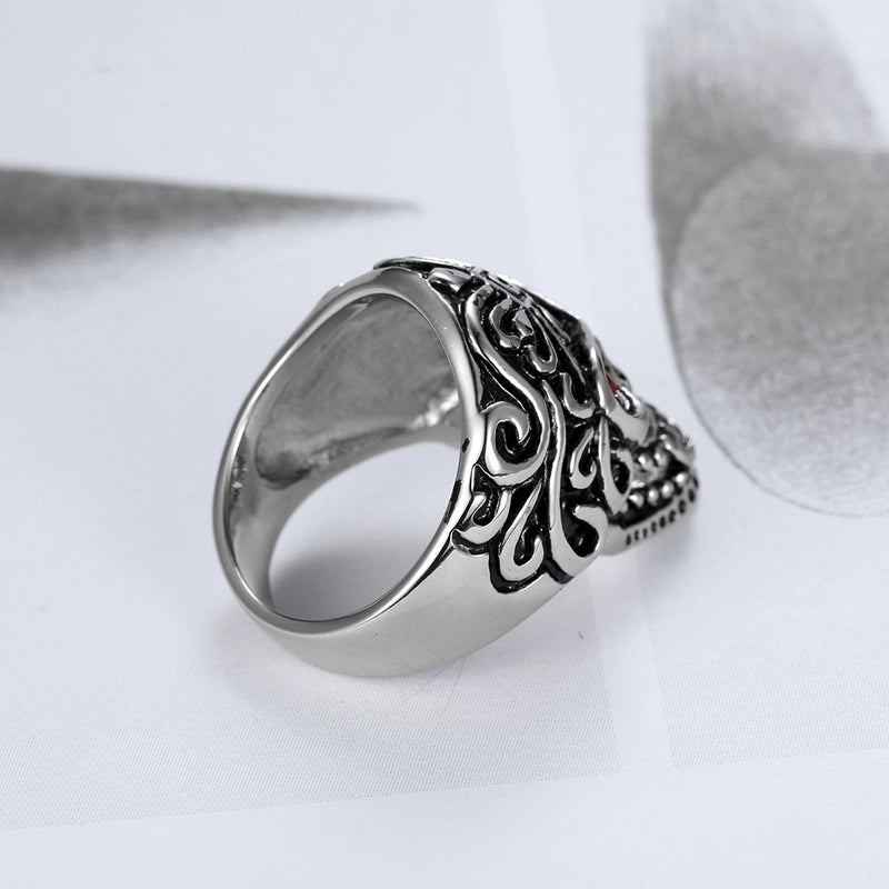 Punk Cool Style Skull Stainless Steel Inlay Rhinestones Halloween Men'S Rings