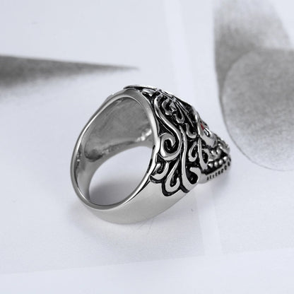 Punk Cool Style Skull Stainless Steel Inlay Rhinestones Halloween Men'S Rings