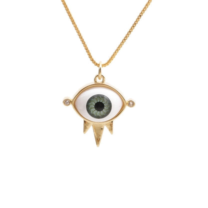 Dripping Evil Eye Copper Zircon Pendant Necklace
