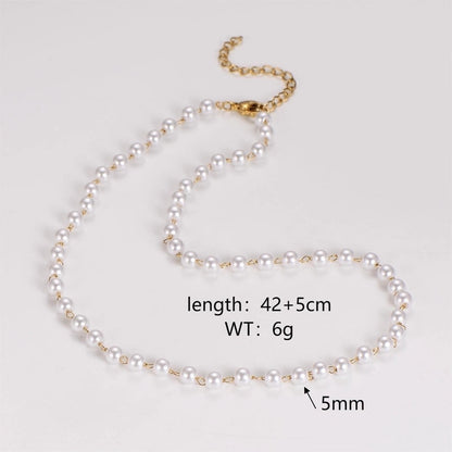 Casual Minimalist Classic Style Round 304 Stainless Steel Artificial Pearl Necklace