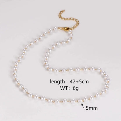 Casual Minimalist Classic Style Round 304 Stainless Steel Artificial Pearl Necklace