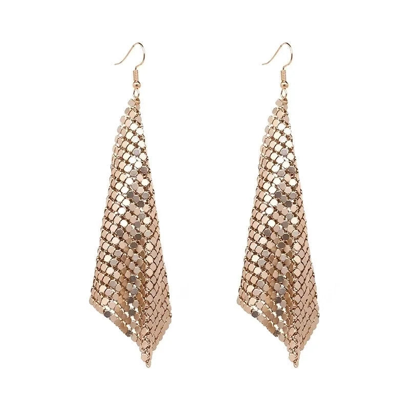 Supply Fashion Earrings Metal Sequins Tassel Earrings Creative New Square Geometric Long Earrings