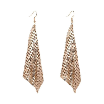Supply Fashion Earrings Metal Sequins Tassel Earrings Creative New Square Geometric Long Earrings