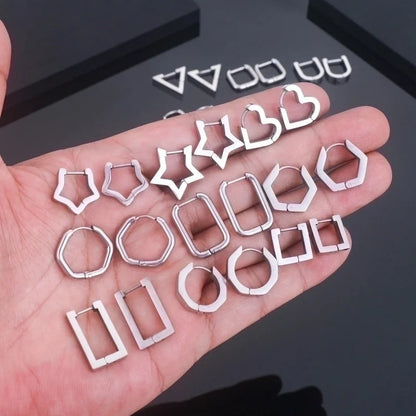 1 Piece Minimalist Solid Color Plating Stainless Steel Silver Plated Earrings