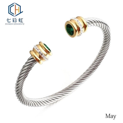 Titanium Steel Bracelet Colorful Diamond Twist Bangle Jewelry