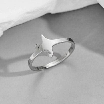 Funny Sweet Pastoral Star Bat Butterfly 201 Stainless Steel 18K Gold Plated Polishing Open Rings