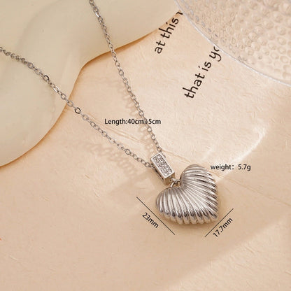 Minimalist Heart Shape 304 Stainless Steel Copper Zircon Gold Plated Plating Inlay Pendant Necklace