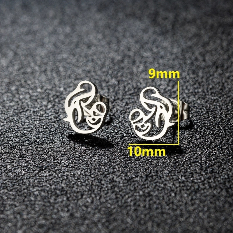 1 Pair Cute Minimalist Animal Notes Polishing 304 Stainless Steel 18K Gold Plated Ear Studs