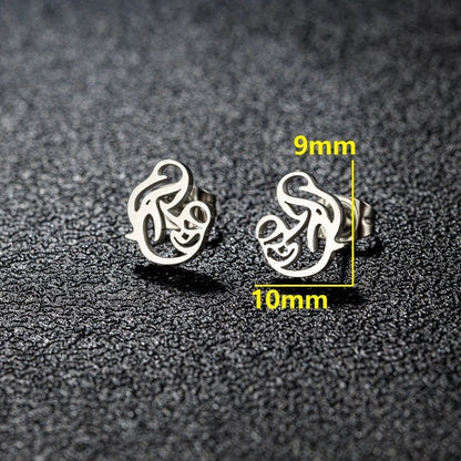 1 Pair Cute Minimalist Animal Notes Polishing 304 Stainless Steel 18K Gold Plated Ear Studs