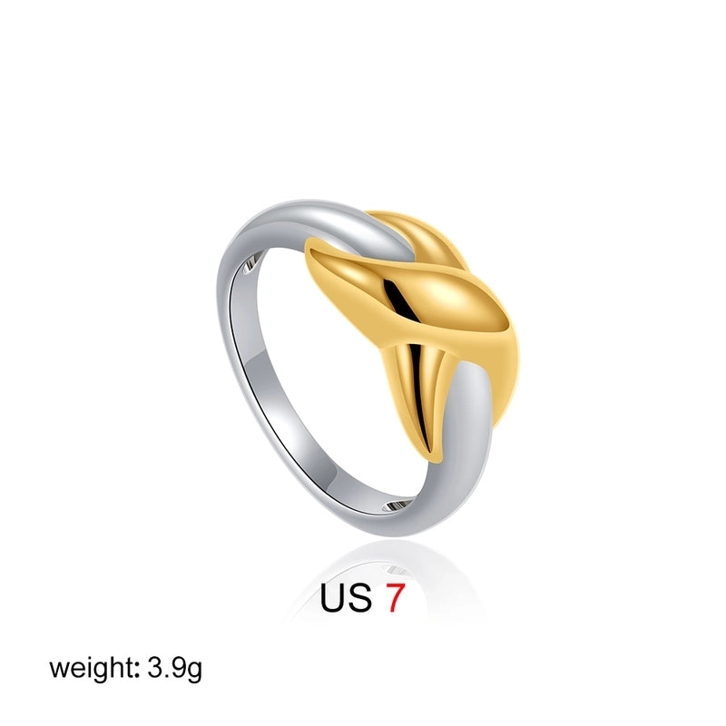 IG Style Elegant Geometric Copper Mixed Metal Rings