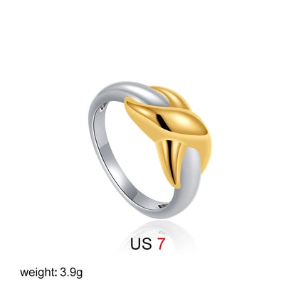 IG Style Elegant Geometric Copper Mixed Metal Rings