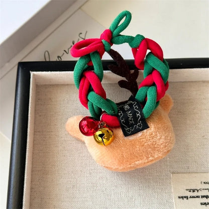 Christmas Cute Women's Christmas Tree Santa Claus Elk Flannel Hair Tie
